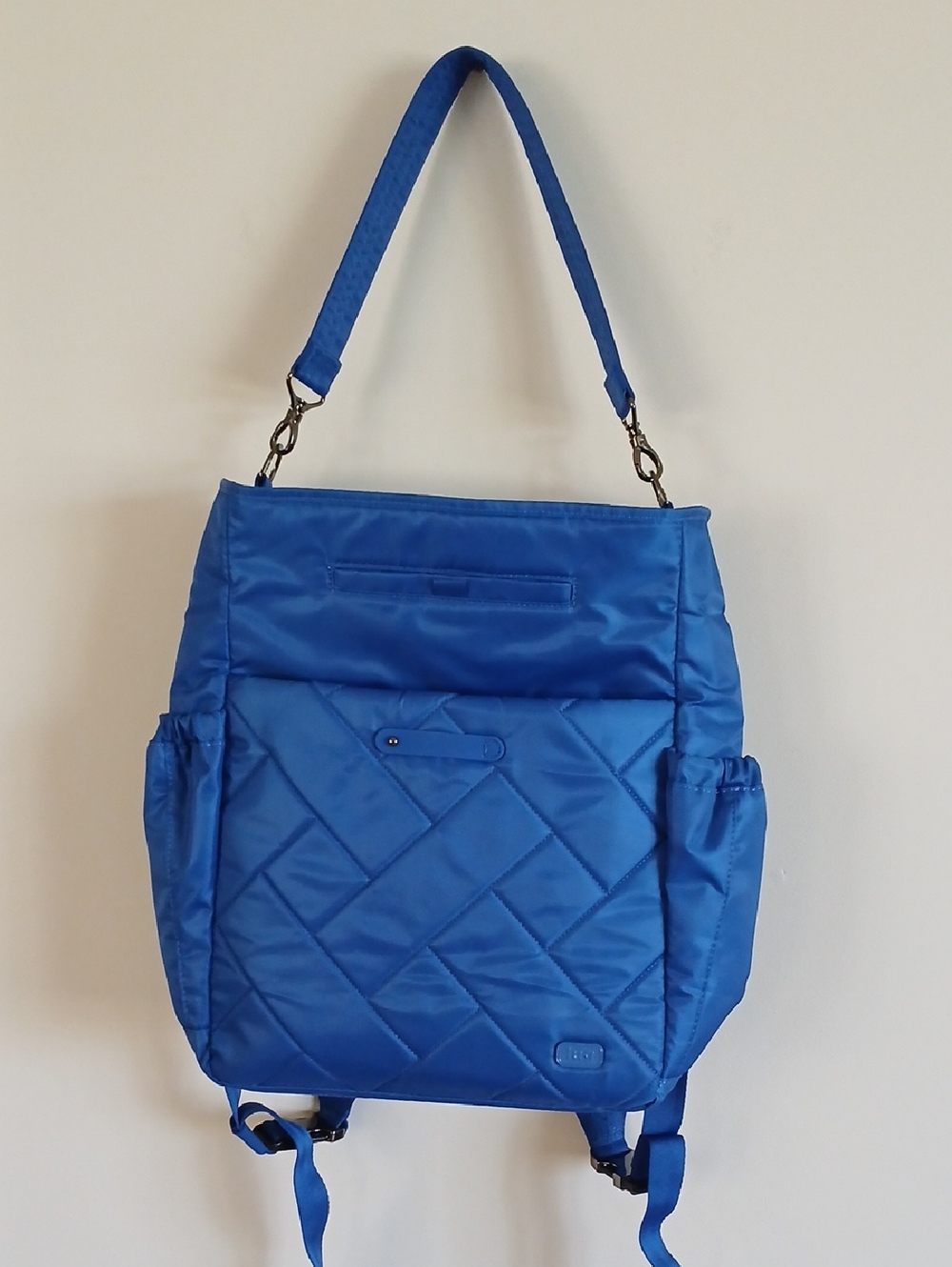 Lug Saphire Blue Symphony Quilted Convertible Tote Backpack